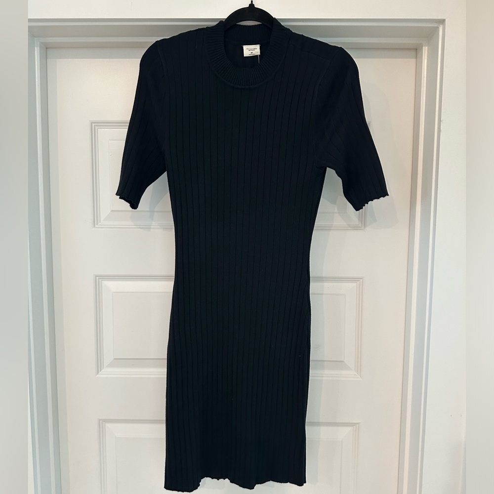 Black Ribbed Knit Dress